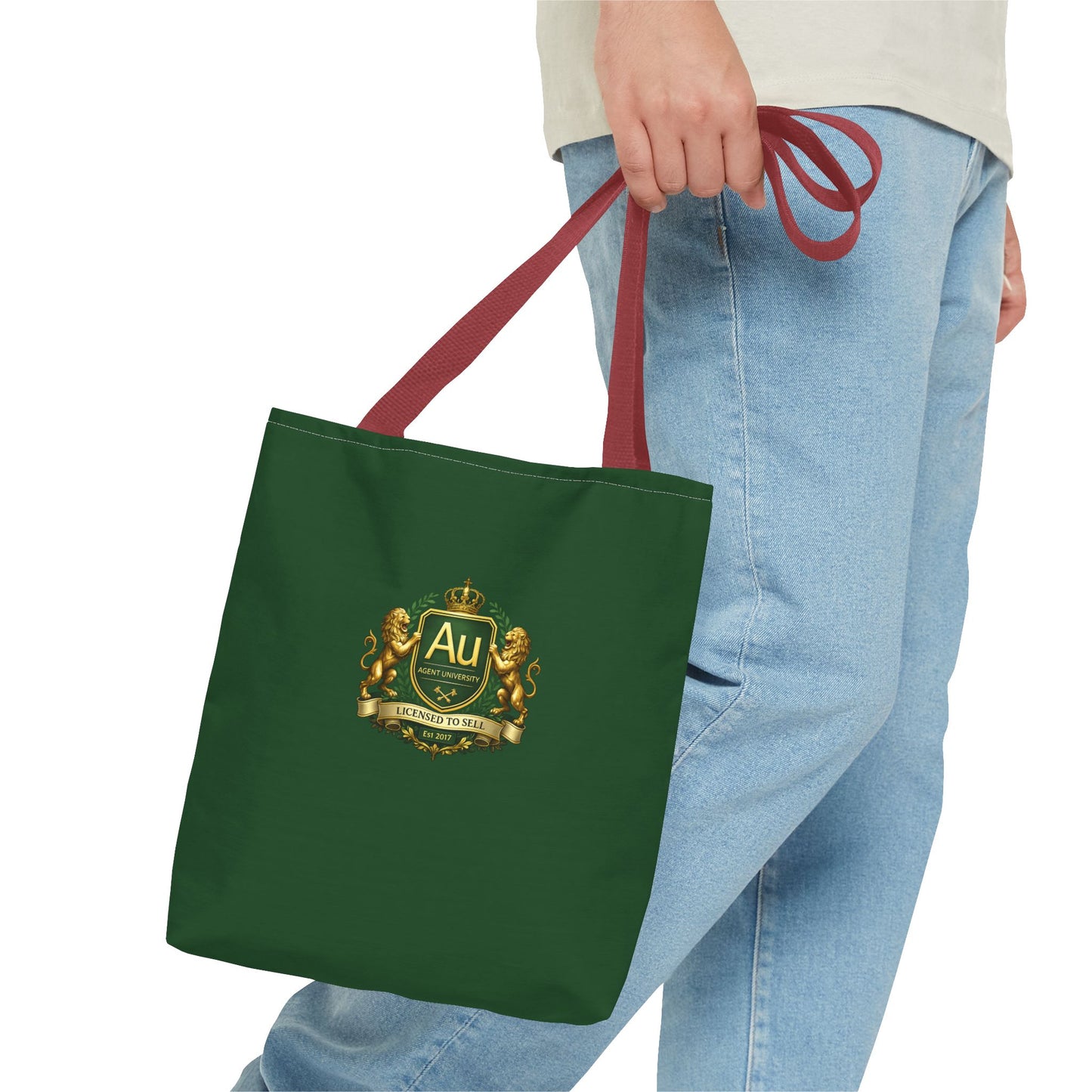 Gold Crest Tote Bag – ‘Au’ Monogram Green Luxury Emblem Tote