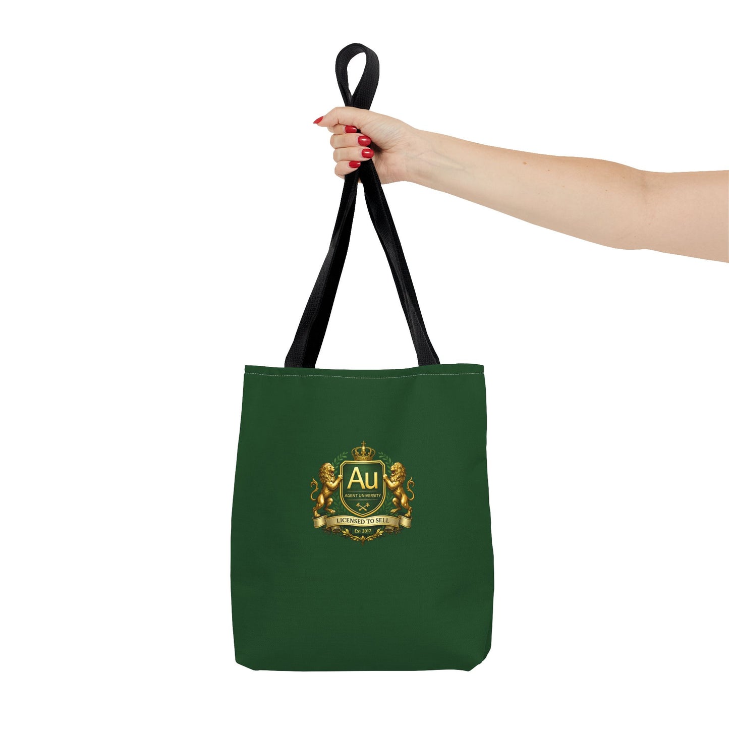 Gold Crest Tote Bag – ‘Au’ Monogram Green Luxury Emblem Tote