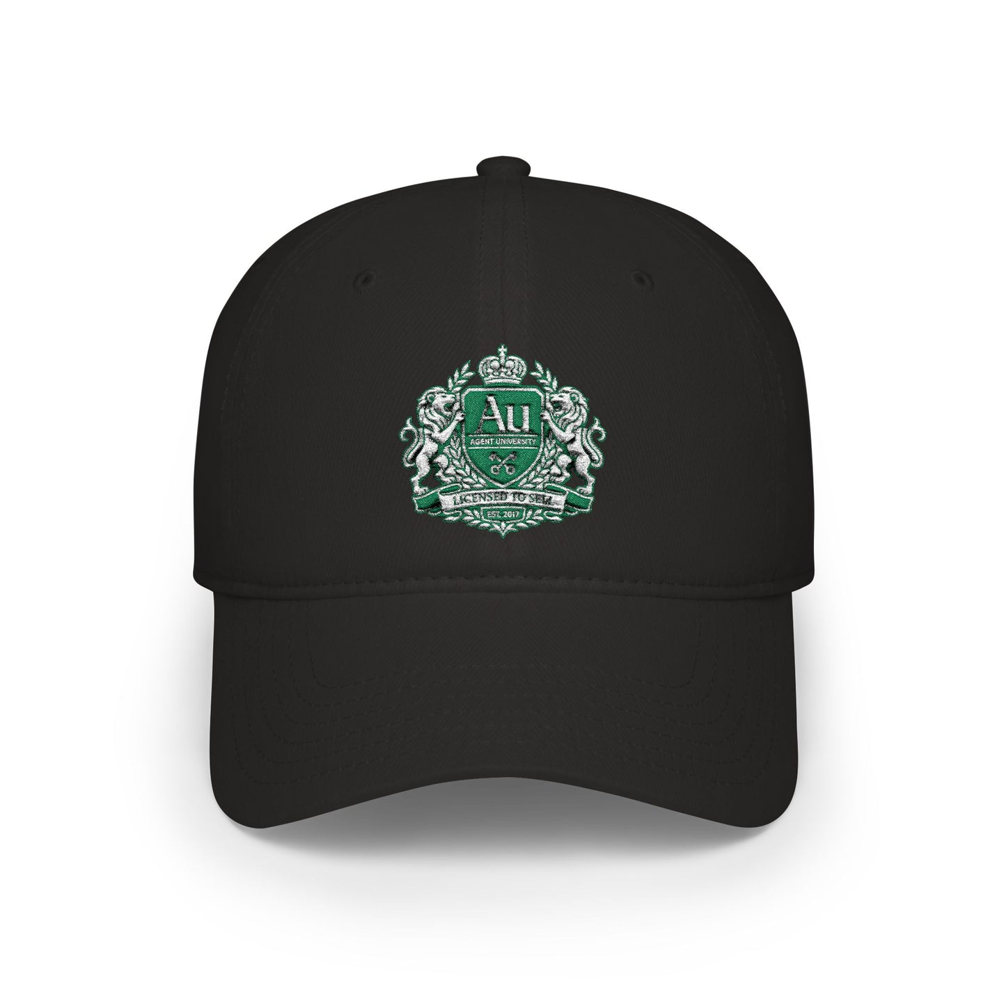 Embroidered Crest Baseball Cap — Green AU Monogram Low-Profile Hat