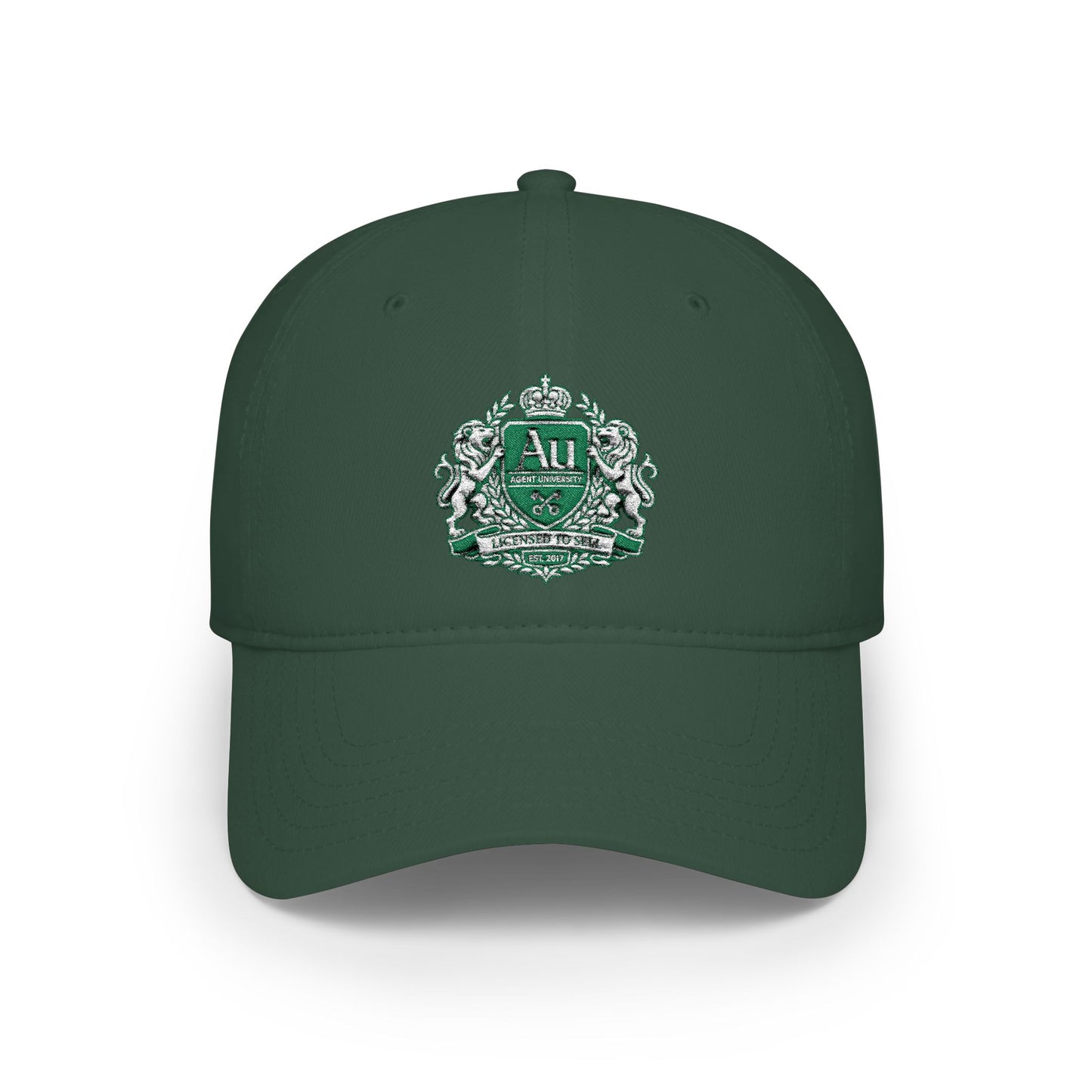 Embroidered Crest Baseball Cap — Green AU Monogram Low-Profile Hat