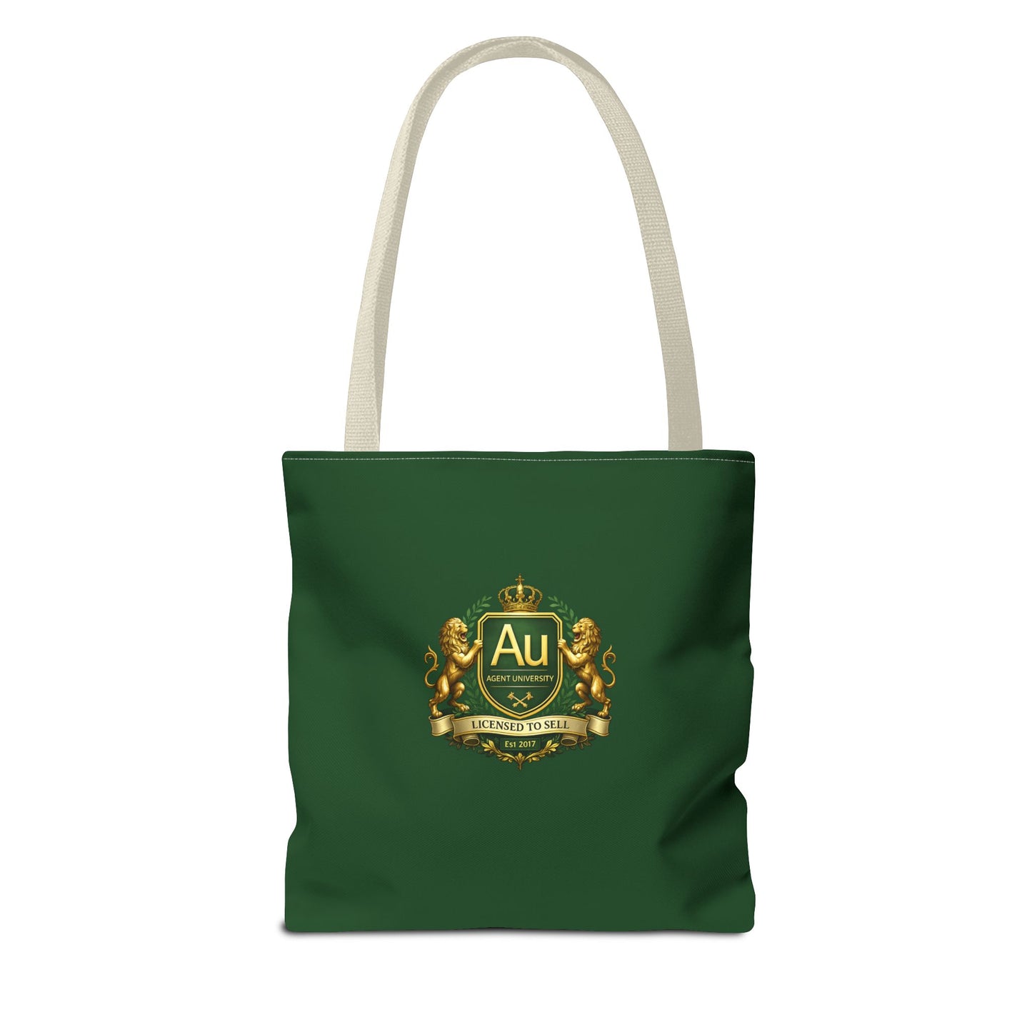 Gold Crest Tote Bag – ‘Au’ Monogram Green Luxury Emblem Tote