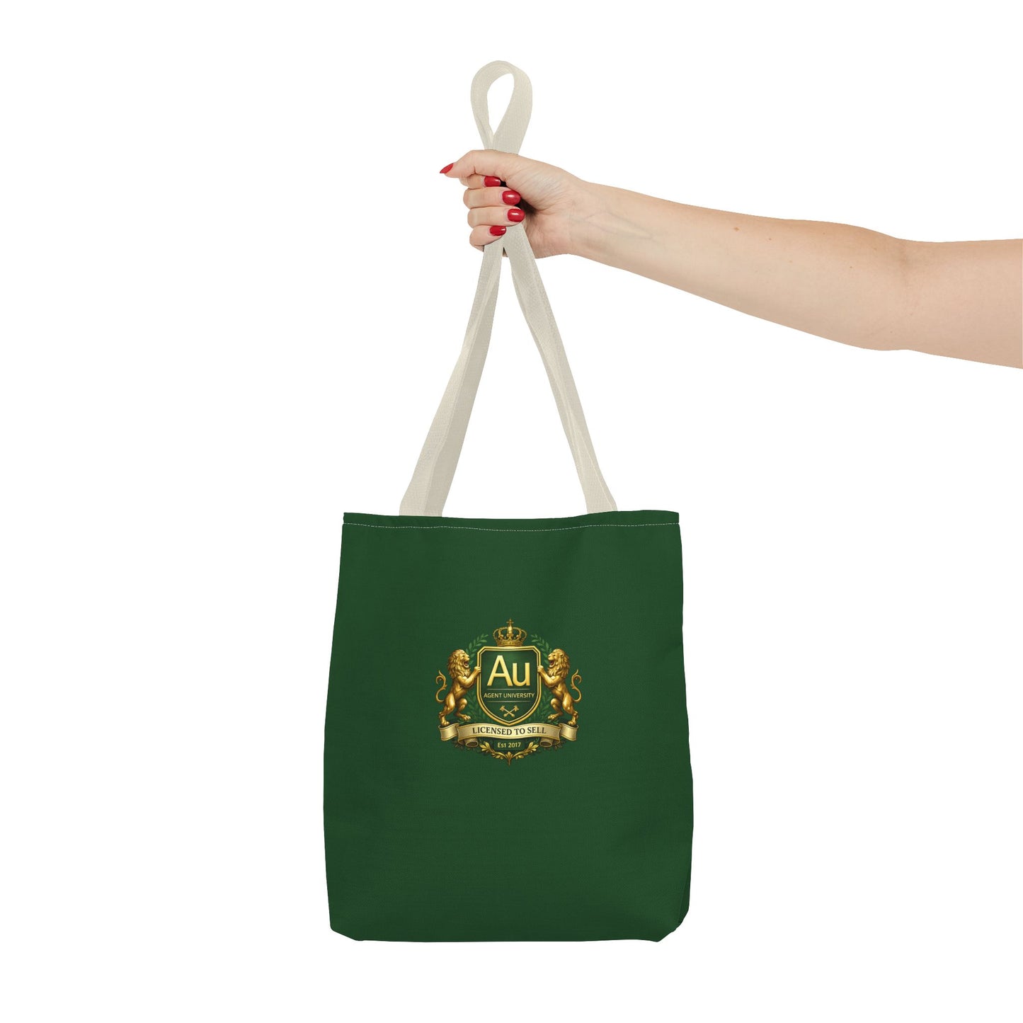 Gold Crest Tote Bag – ‘Au’ Monogram Green Luxury Emblem Tote