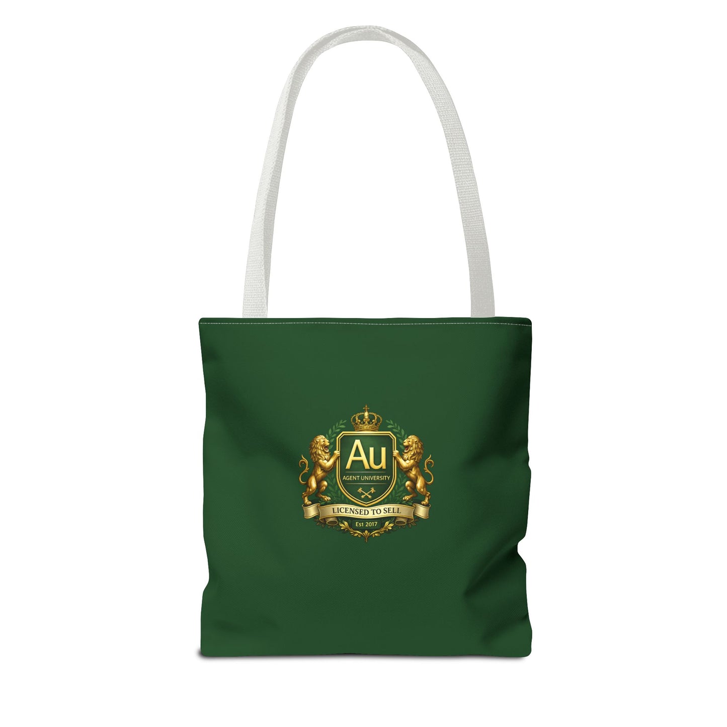 Gold Crest Tote Bag – ‘Au’ Monogram Green Luxury Emblem Tote
