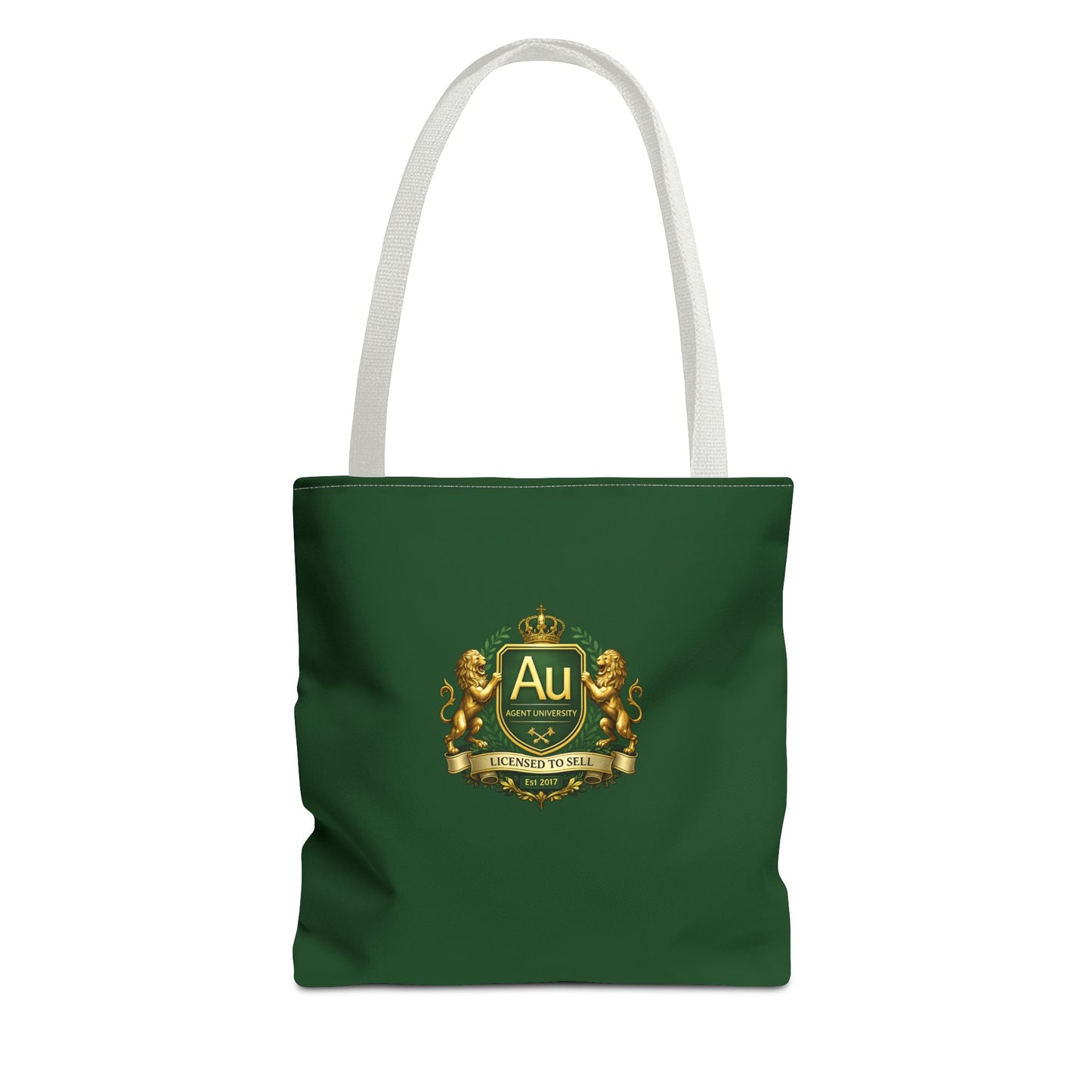 Gold Crest Tote Bag – ‘Au’ Monogram Green Luxury Emblem Tote