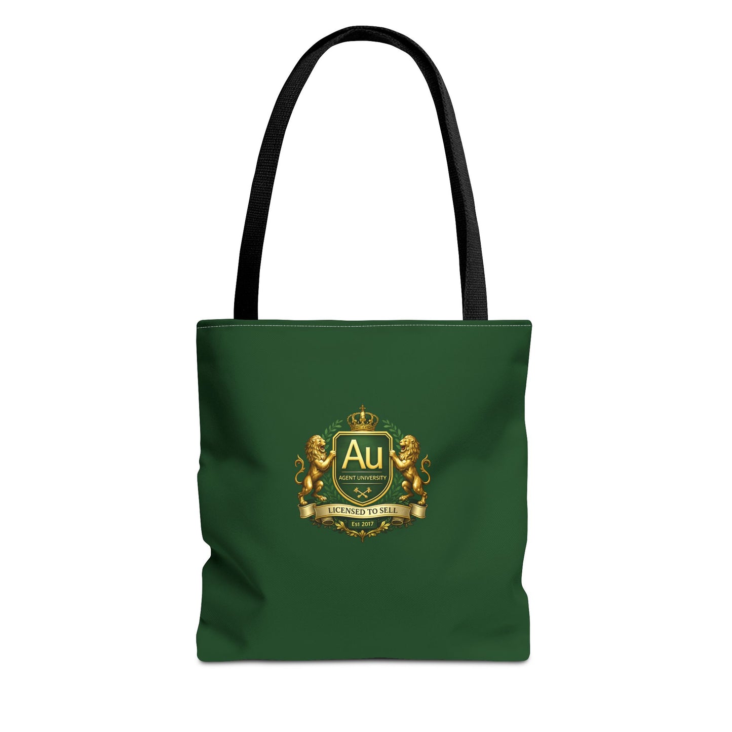 Gold Crest Tote Bag – ‘Au’ Monogram Green Luxury Emblem Tote