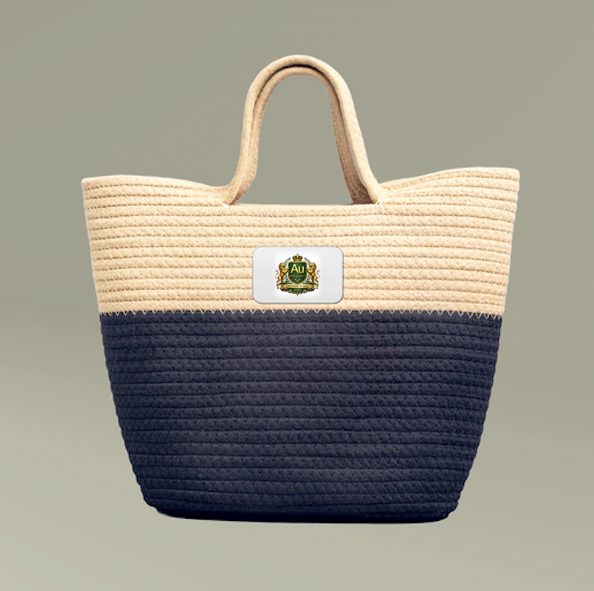 Handwoven Straw Bag — Agent University 'Licensed to Sell' Crest Tote