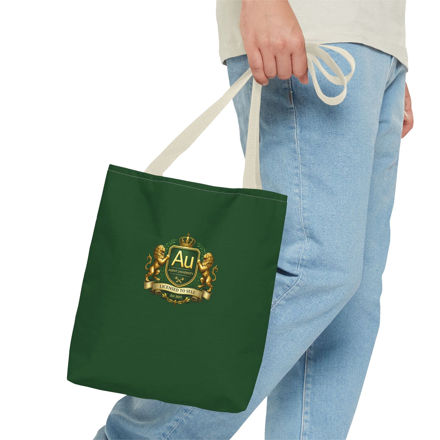 Gold Crest Tote Bag – ‘Au’ Monogram Green Luxury Emblem Tote