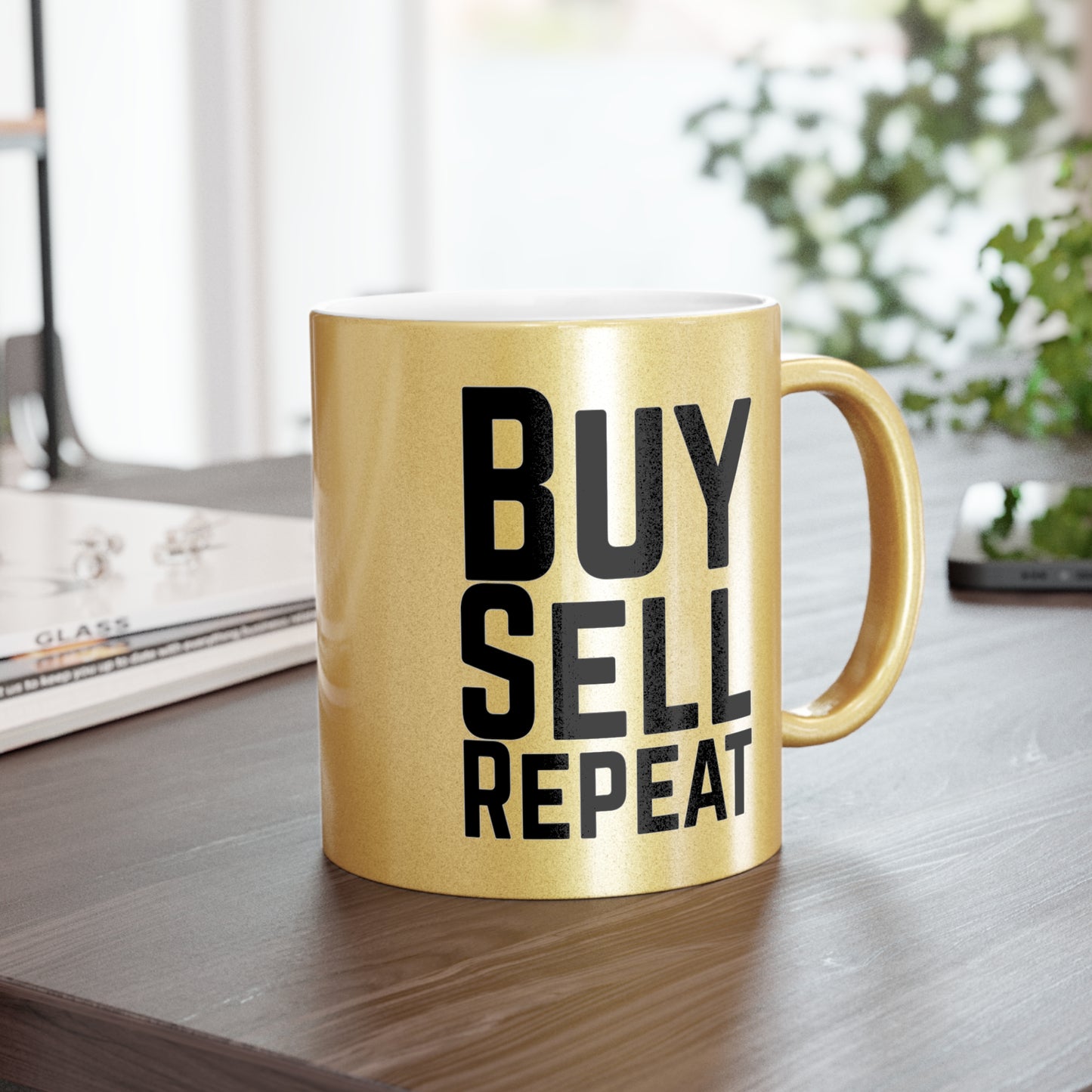 Buy, Sell, Repeat Gold Mug