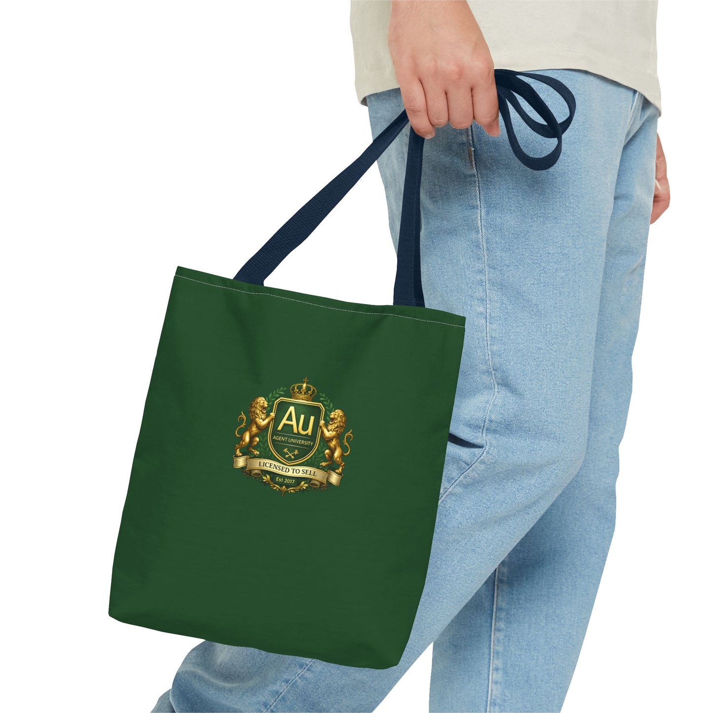 Gold Crest Tote Bag – ‘Au’ Monogram Green Luxury Emblem Tote