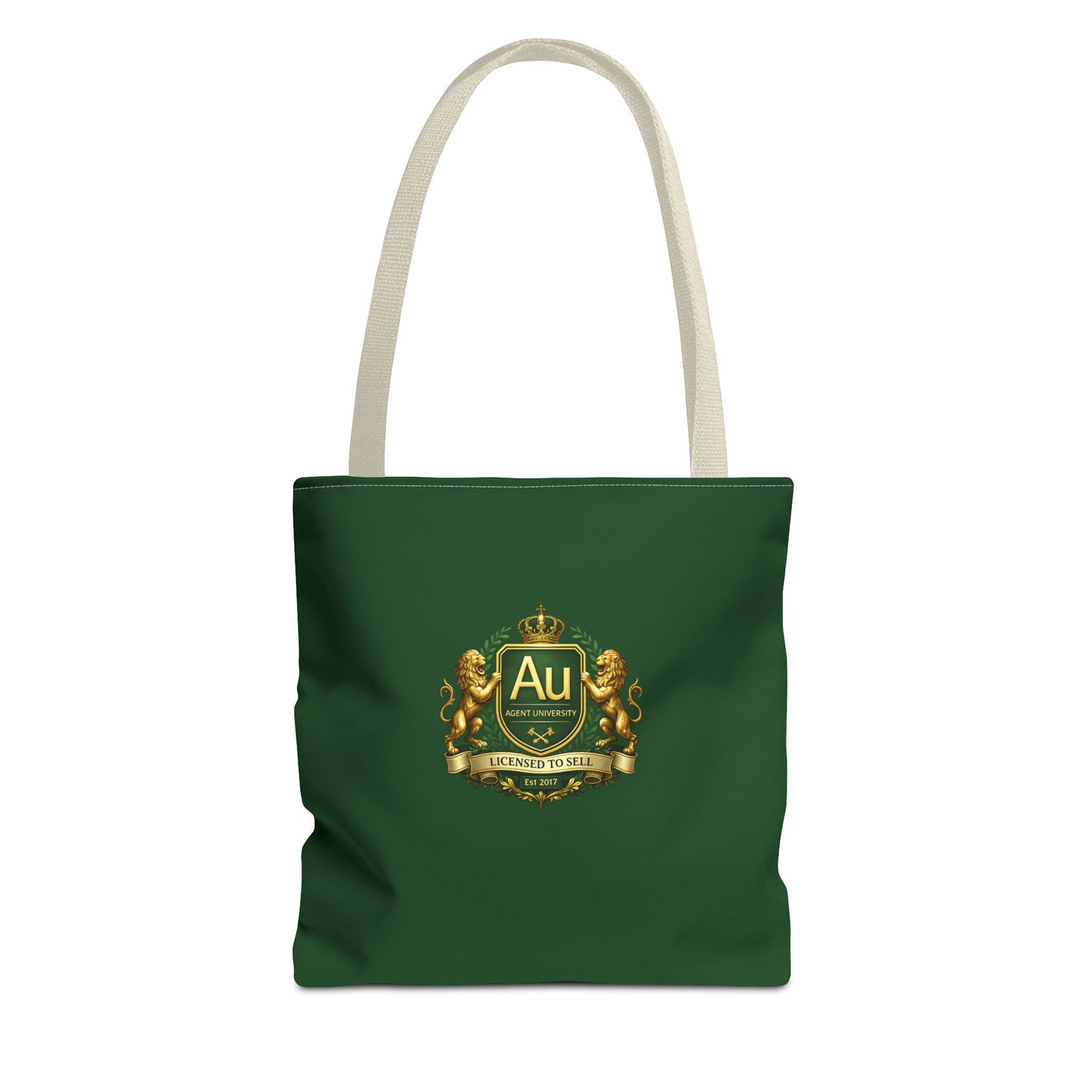 Gold Crest Tote Bag – ‘Au’ Monogram Green Luxury Emblem Tote
