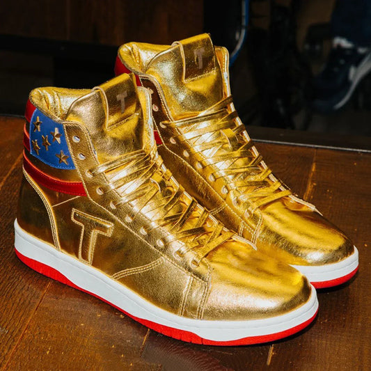 Gold Trump Shoes 2024 MAGA Never Surrender Sneakers Basketball Shoe Men's